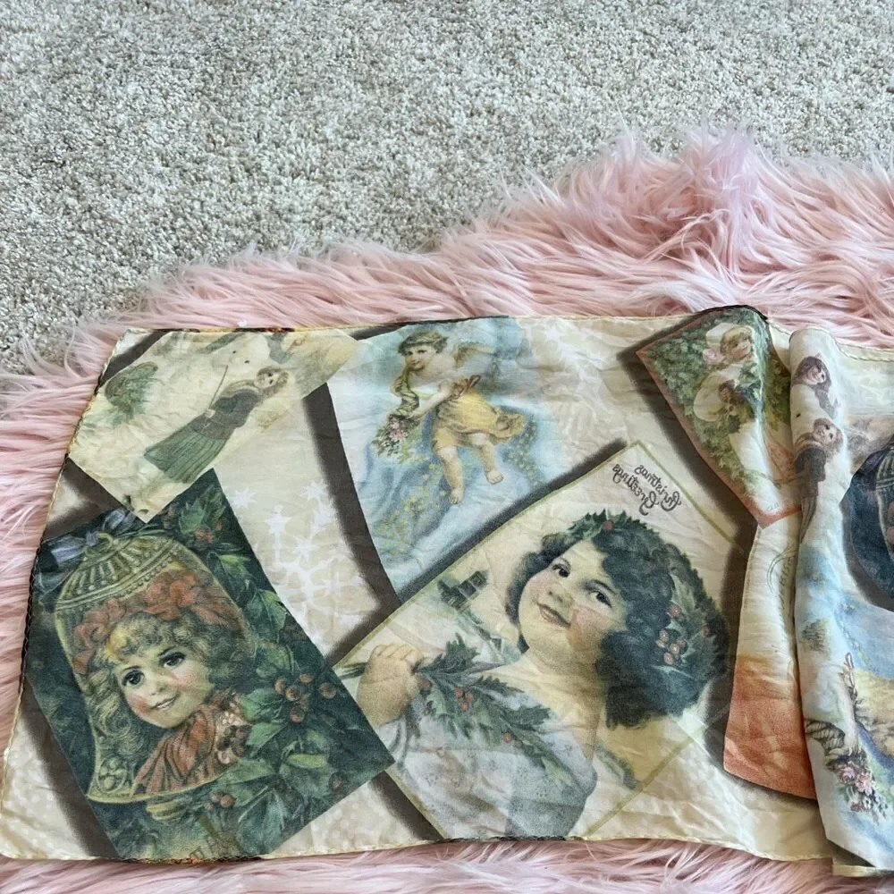 Vintage Christmas Post Card Scarf